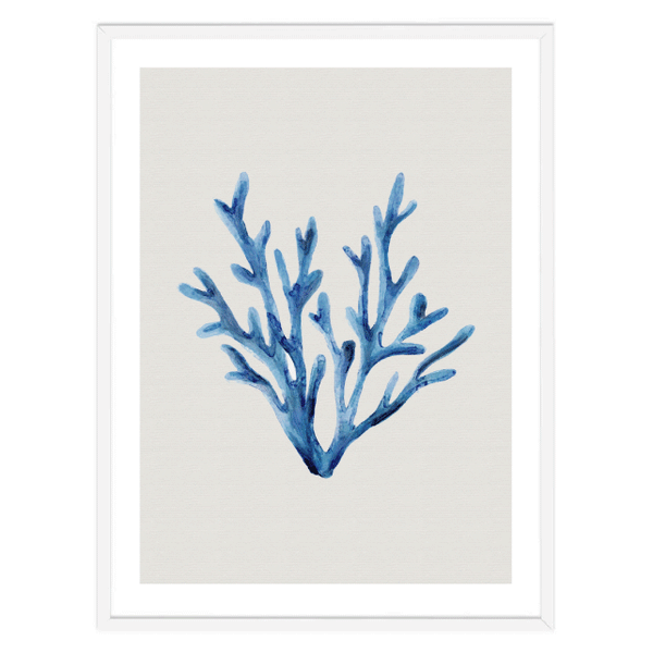 Blue Coral on Linen II Print