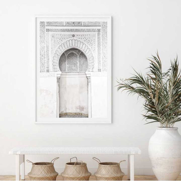 White Moroccan Arch Print-Art for Interiors-Online Framed-Australian Made Wall Art-Milk n Honey Designs