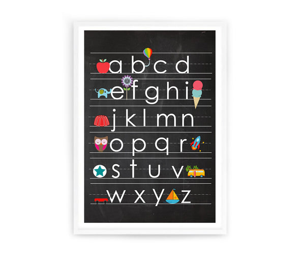 Blackboard Alphabet Print-Prints for - GIRLS,Prints for - BOYS-Online Framed-Australian Made Wall Art-Milk n Honey Designs