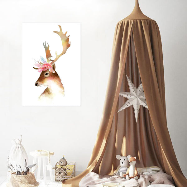 Deer Watercolour Illustration Print-Prints for - GIRLS-Online Framed-Australian Made Wall Art-Milk n Honey Designs