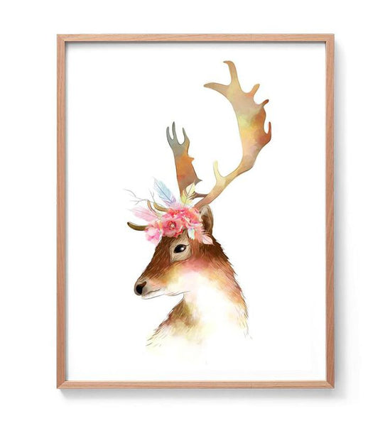 Deer Watercolour Illustration Print-Prints for - GIRLS-Online Framed-Australian Made Wall Art-Milk n Honey Designs
