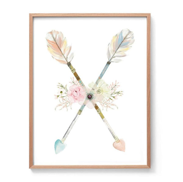 Boho Arrows and Flowers Print-Prints for - GIRLS-Online Framed-Australian Made Wall Art-Milk n Honey Designs