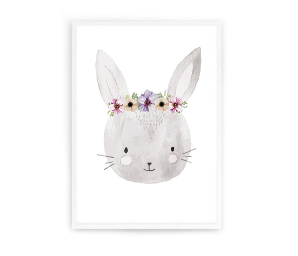 Floral Bunny Print-Prints for - GIRLS-Online Framed-Australian Made Wall Art-Milk n Honey Designs