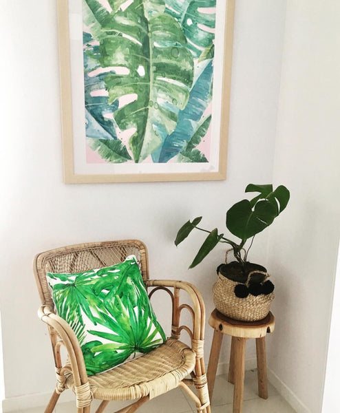 Monstera Watercolour Print-Art for Interiors-Online Framed-Australian Made Wall Art-Milk n Honey Designs
