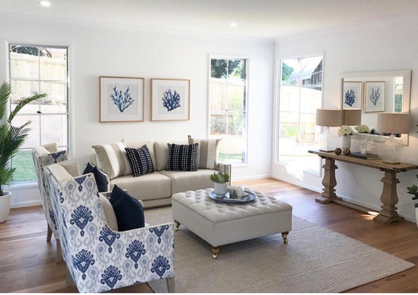 Blue Coral Watercolour Set of 3 Wall Art Prints-Art for Interiors-Online Framed-Australian Made Wall Art-Milk n Honey Designs