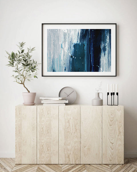 Indigo Brush Art Abstract Print-Art for Interiors-Online Framed-Australian Made Wall Art-Milk n Honey Designs