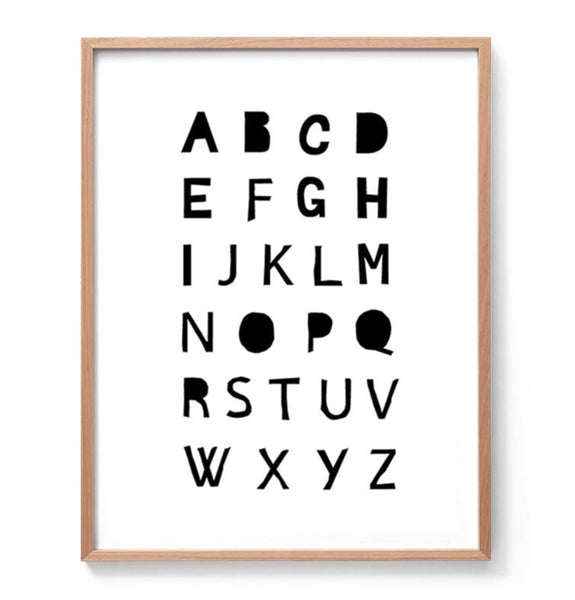 Monochrome Alphabet Print-Prints for - BOYS-Online Framed-Australian Made Wall Art-Milk n Honey Designs