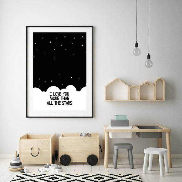 I Love You More Than All the Stars Print-Prints for - BOYS-Online Framed-Australian Made Wall Art-Milk n Honey Designs